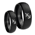 Sagittarius Zodiac Dome Brush Black Tungsten Couple Rings
