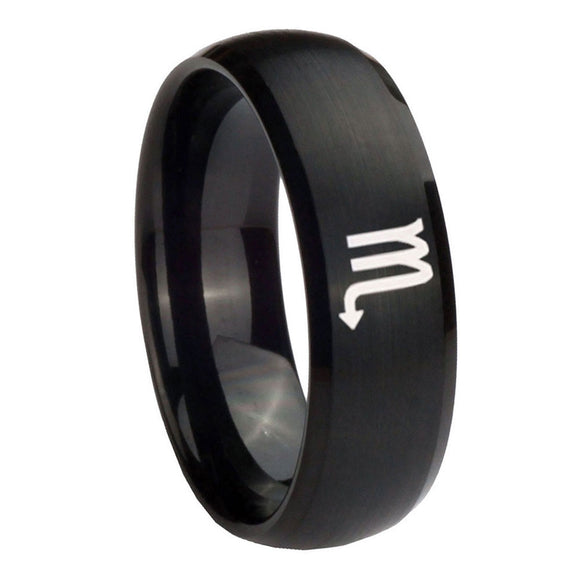 8mm-Scorpio-Horoscope-Dome-Brush-Black-Tungsten-Carbide-Mens-Anniversary-Ring