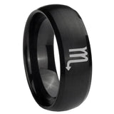 8mm Scorpio Horoscope Dome Brush Black Tungsten Carbide Mens Anniversary Ring