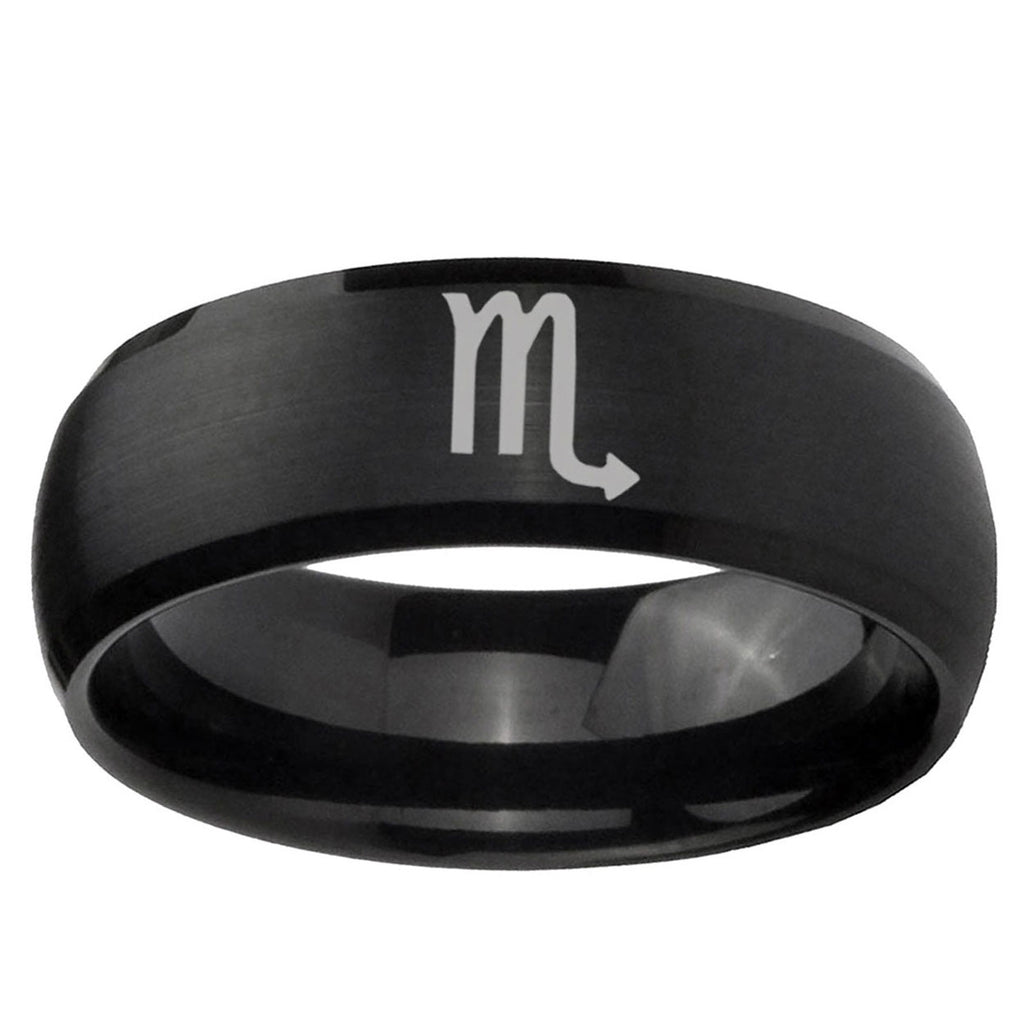 5MMScorpio Horoscope Dome Brush Black Tungsten Ring