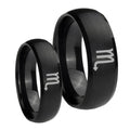 Scorpio Horoscope Dome Brush Black Tungsten Couple Wedding Bands