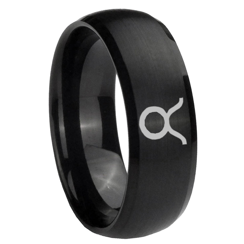 8MM Taurus Horoscope Dome Brush Black Tungsten Men's Ring