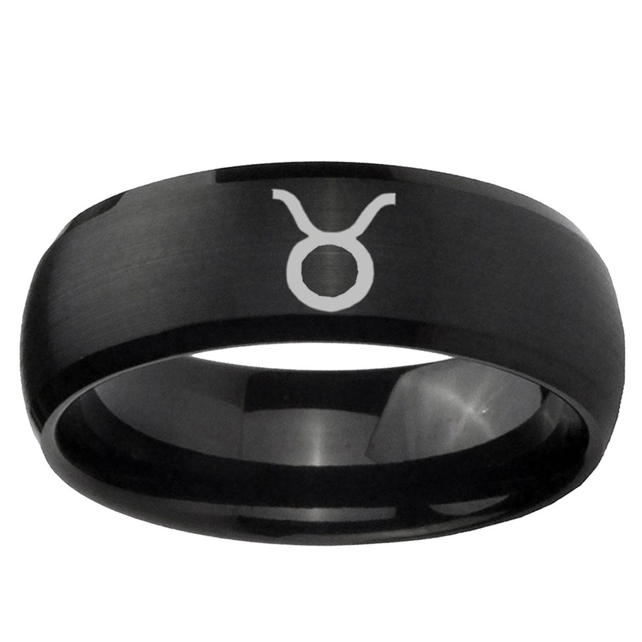5MMTaurus Horoscope Dome Brush Black Tungsten Men's Ring