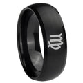 8MM Virgo Zodiac Dome Brush Black Tungsten Mens Bands Ring