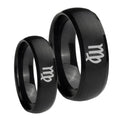 Virgo Zodiac Dome Brush Black Tungsten His And Hers Ring