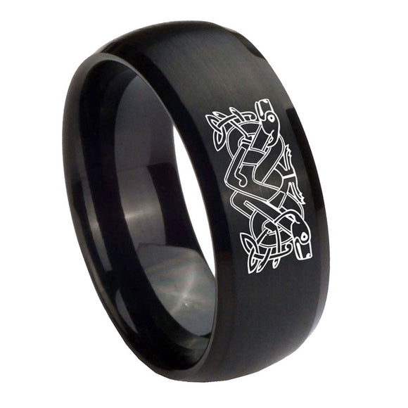 10mm-Celtic-Dog-Dome-Brush-Black-Tungsten-Carbide-Men's-Engagement-Band
