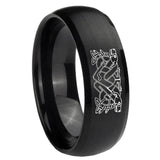 8mm Celtic Dog Dome Brush Black Tungsten Carbide Engagement Ring