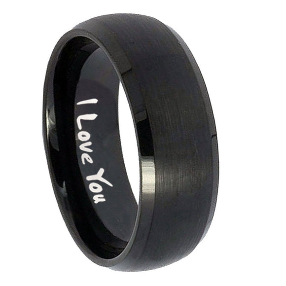 8mm-I-Love-You-Dome-Brush-Black-Tungsten-Carbide-Wedding-Engraving-Ring