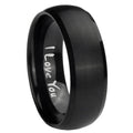 8MM I Love You Dome Brush Black Tungsten Wedding Engraving Ring
