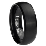 10mm I Love You Dome Brush Black Tungsten Carbide Mens Anniversary Ring