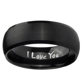 10mm I Love You Dome Brush Black Tungsten Ring