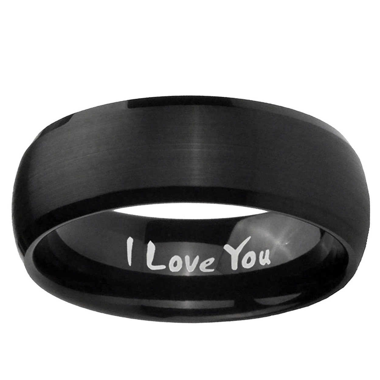 5MMI Love You Dome Brush Black Tungsten Wedding Engraving Ring