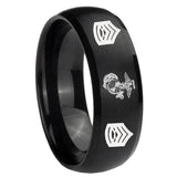 8mm Marine Army Sergeant Dome Brush Black Tungsten Carbide Bands Ring