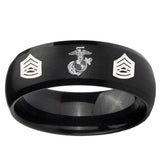 5, 8mm Marine Army Sergeant Dome Brush Black Tungsten Ring