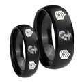 Marine Army Sergeant Dome Brush Black Tungsten Mens Ring Set