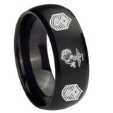 8mm-Marine-Chief-Master-Sergeant--Dome-Brush-Black-Tungsten-Carbide-Mens-Ring-Engraved