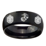 8mm-Marine-Chief-Master-Sergeant--Dome-Brush-Black-Tungsten-Carbide-Mens-Ring-Engraved