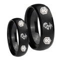 Marine Chief Master Sergeant Dome Brush Black Tungsten Mens Ring Set