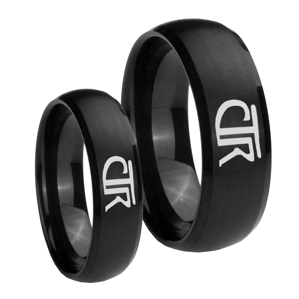 CTR Dome Brush Black Tungsten Couple Rings