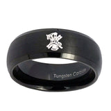 10mm-Fireman-Dome-Brush-Black-Tungsten-Carbide-Men's-Band-Ring