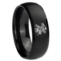 8MM Fireman Dome Brush Black Tungsten Carbide Mens Wedding Band