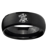 10mm Fireman Dome Brush Black Tungsten Ring