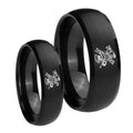Fireman Dome Brush Black Tungsten Couple Wedding Bands