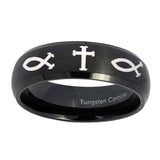 10mm-Fish-&-Cross-Dome-Brush-Black-Tungsten-Carbide-Promise-Ring