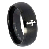 10mm-Flat-Christian-Cross-Dome-Brush-Black-Tungsten-Carbide-Rings-for-Men