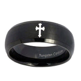 10mm-Flat-Christian-Cross-Dome-Brush-Black-Tungsten-Carbide-Rings-for-Men