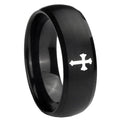 10mm Flat Christian Cross Dome Brush Black Tungsten Carbide Rings for Men