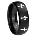 8MM Multiple Christian Cross Dome Brush Black Tungsten Mens Band