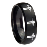 10mm-Multiple-Christian-Cross-Dome-Brush-Black-Tungsten-Wedding-Bands-Ring