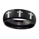 8mm-Multiple-Christian-Cross-Dome-Brush-Black-Tungsten-Mens-Wedding-Ring