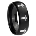 10mm Multiple Christian Cross Dome Brush Black Tungsten Wedding Bands Ring