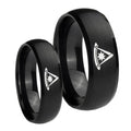 Pester Master Masonic Dome Brush Black Tungsten Bridal Ring Set