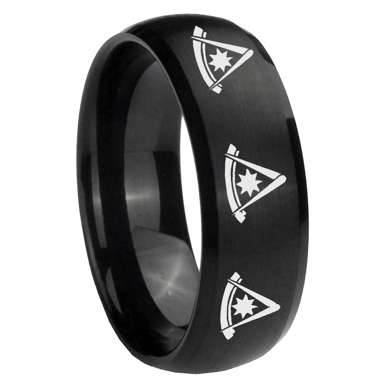 10mm Multiple Pester Master Masonic Dome Brush Black Tungsten Mens Bands Ring