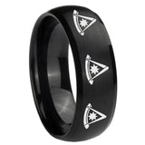 8mm Multiple Pester Master Masonic Dome Brush Black Tungsten Carbide Bands Ring