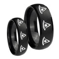 Multiple Pester Master Masonic Dome Brush Black Tungsten His And Hers Ring