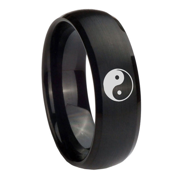 8mm-Yin-Yang-Dome-Brush-Black-Tungsten-Carbide-Mens-Wedding-Band