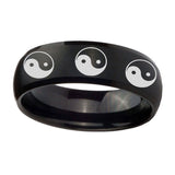8mm-Multiple-Yin-Yang-Dome-Brush-Black-Tungsten-Carbide-Men's-Band-Ring