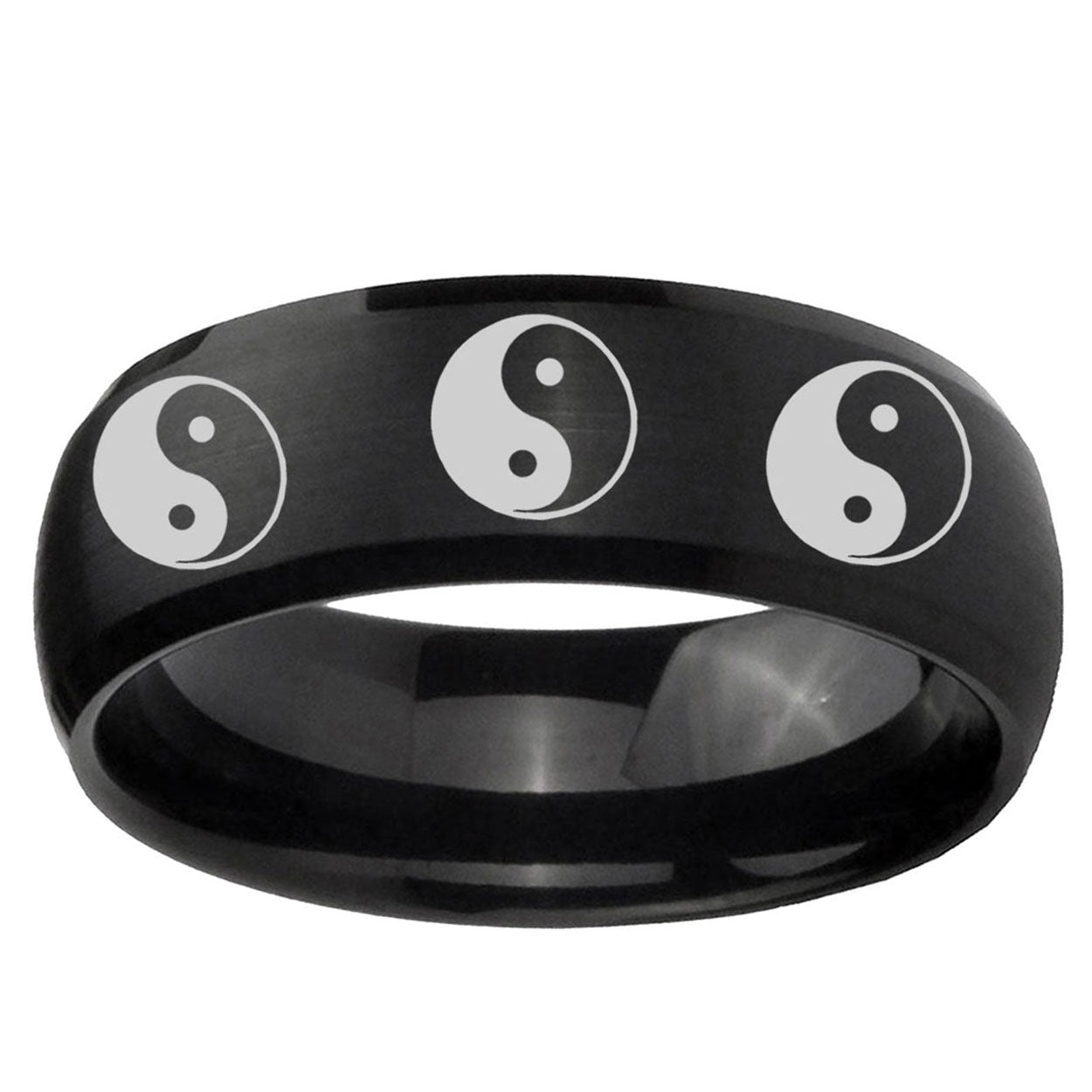 5MMMultiple Yin Yang Dome Brush Black Tungsten Men's Ring