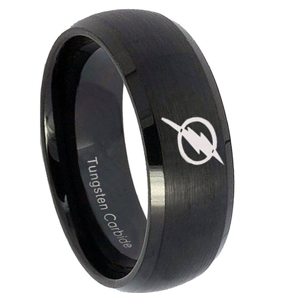 8mm Flash Dome Matte Black Tungsten Men Rings