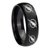 8mm Multiple Flash Dome Matte Black Tungsten Metal Ring