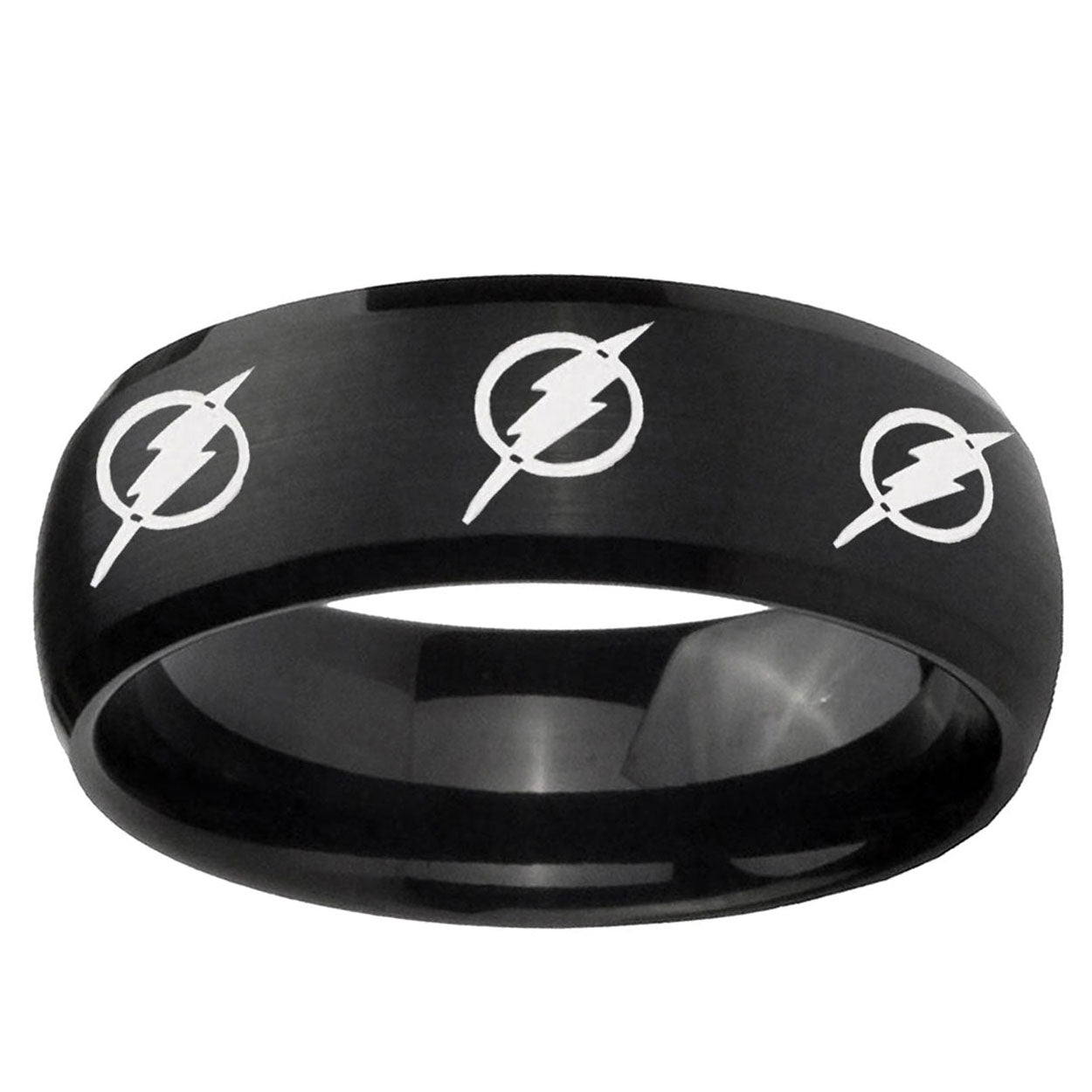 5MMMultiple Flash Dome Matte Black Tungsten Metal Ring