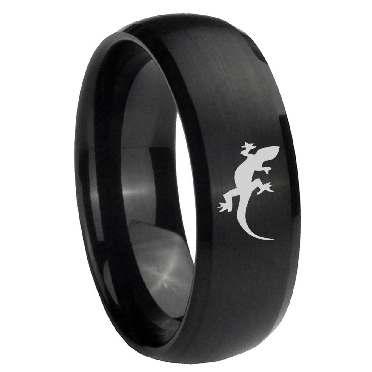 10mm Lizard Dome Brush Black Tungsten Carbide Wedding Engraving Ring