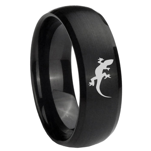 10mm Lizard Dome Brush Black Tungsten Carbide Wedding Engraving Ring