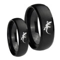 Lizard Dome Brush Black Tungsten Mens Set Ring