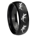 8MM Multiple Lizard Dome Brush Black Tungsten Personalized Ring