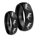 Multiple Lizard Dome Brush Black Tungsten Matching Ring Set